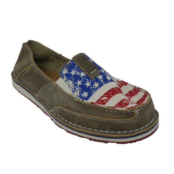 Ariat Patriotic Cruiser American Flag Western Canvas Moc Toe Loafers Womens 9 - Picture 1 of 12